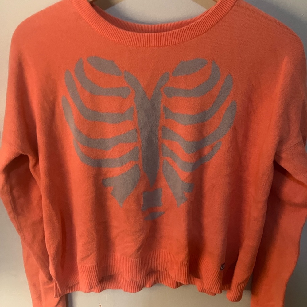 Women's Coral Sweater by LRG with Gray Ribcage Design, Size L
